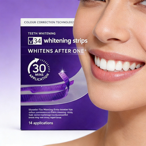 แผ่นฟอกสีฟัน V34 รสชาติมิ้นท์ สำหรับใช้ที่บ้าน ขจัดคราบบุหรี่ ชา ฟอกฟันเหลืองให้ขาวขึ้นอย่างมีประสิทธิภาพ - Product Image 5