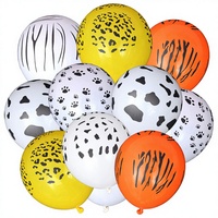 Ballons ronds en latex à motifs d'animaux de dessin animé pour fête d'anniversaire d'enfants, motifs de pattes de chien, léopard, vache