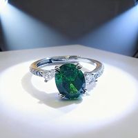 Bague de promesse éternelle pour femme en argent sterling plaqué or 18 carats avec zircone ovale taillée géométriquement en émeraude - Cadeau de luxe léger