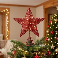 Glitzernder LED-Fünfzackstern Weihnachtsbaum-Dekoration Leuchtende Baumverzierung Festtagsornament