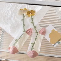 Chaussettes en maille brodées de fleurs vintage de luxe pour femmes, élégantes, avec fleurs 3D, en soie transparente et cristal, chaussettes fines respirantes pour l'été