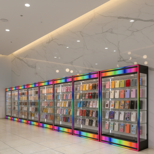 Vitrine de présentation pour la maison, vitrine personnalisée en verre trempé avec éclairage LED coloré en bas, pour produits de boutique de tabac - Product Image 1