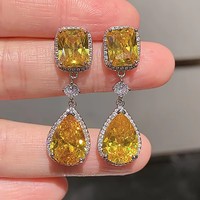 Boucles d'oreilles pendantes de luxe Gaovo en forme de poire, en cristal rose et zircon cubique, plaquées argent, pour mariée et femme