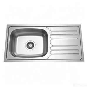 Évier de cuisine encastrable à cuve unique avec drain linéaire à extrémité incurvée et trou unique pour robinet, pour armoire de cuisine compacte standard familiale - Product Image 2