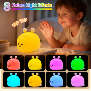Nueva Lámpara Nocturna LED Creativa <span class=keywords><strong>de</strong></span> Silicona con Forma <span class=keywords><strong>de</strong></span> Mariquita, 8 Colores, Temporizador Automático, Decoración para Habitación Infantil, Funciona con Pilas - Product Image 3