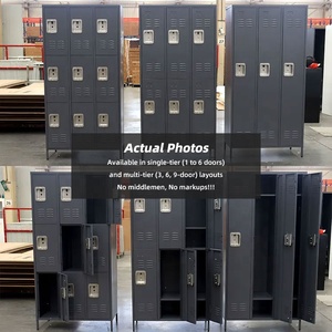 Armoire de rangement pour vêtements de style <span class=keywords><strong>américain</strong></span> pour étudiants, avec barre de suspension, 3, 6 ou 9 portes, en acier métallique, à assembler - Product Image 1