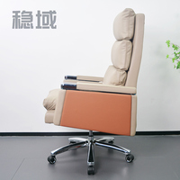 Chaise de bureau de direction ergonomique en cuir de luxe, design moderne pour bureau à domicile, finition chromée en acier inoxydable, hauteur de siège réglable