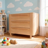 Commode en bois massif de style scandinave avec 3 tiroirs, armoire de rangement minimaliste pour chambre à coucher