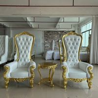 Trône royal de luxe doré à dossier haut pour mariages intérieurs et extérieurs, hôtels, villas, ateliers, salons