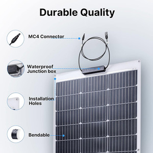แผงโซลาร์เซลล์แบบยืดหยุ่นประสิทธิภาพสูง 12V 100W 150W โมโนคริสตัลไลน์ 18V 200W IP67 กันน้ำ สำหรับรถพ่วง - Product Image 2
