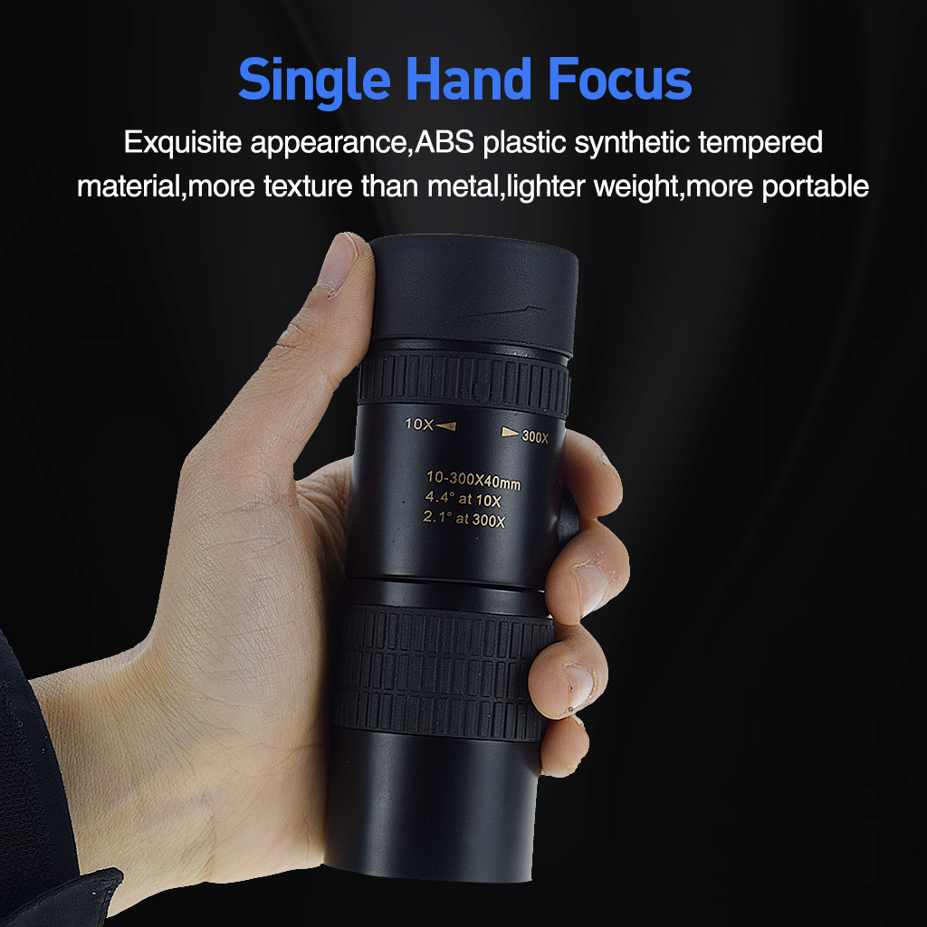 Phone Monocular Telescope  4K 10-300X40mm Super Telephoto Zoom Monocular Telescope Waterproof Night Vision