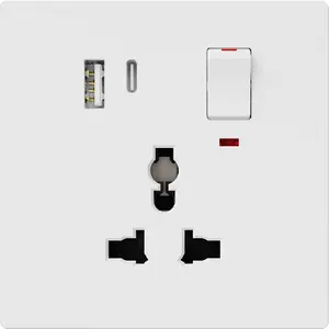 1 Bende Elektrische 3-Pins Universele Stopcontact Type C Usb Oplader Stopcontacten Met Indicator