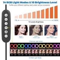 Anneau lumineux RGB de 10 pouces/12 pouces pour téléphone portable, lumière annulaire à intensité variable pour photographie de photo de bureau, lumière de beauté en direct de TikTok, lumière annulaire pour selfie