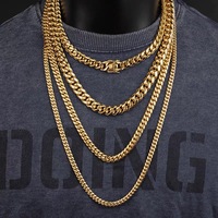 Chaîne cubaine Miami personnalisée plaquée or 18 carats, collier tendance hip-hop en acier inoxydable pour homme, mariage ou cadeau