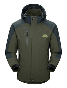 Wholesale Men's Waterproof Outdoor Jackets <strong>Wind</strong> <strong>Breaker</strong> with Woolen Warmth Polyester Zipper Hoodies for Hiking - Product Image 3