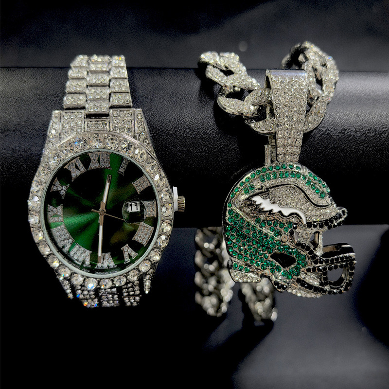 Hip Hop Watches Necklace Bracelet Set