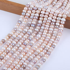 Collier de perles d'eau douce naturelles en gros de Zhuji, perles plates blanches de 9-10 mm, semi-finies, accessoires de bijoux DIY - Product Image 5