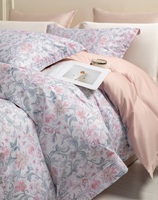 Parures de lit 4 pièces les plus vendues, douces, respirantes et respectueuses de la peau, avec motifs floraux 3D élégants, housses de couette en gros