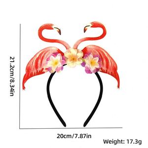 Hawaiian Themed <b>Party</b> <b>Tropical</b> Photo Props With Flower Pineapple Headband Adorn Flamingo Coconut Tree Head Bopper - Product Image 4
