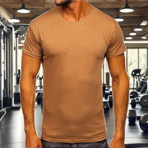 Camisetas de Compresión para Hombre, Corte Ajustado, Manga Corta, Color Sólido, 220g, OEM, Dobladillo Curvo Regular, 93% Algodón, 7% Elastano, para Gimnasio y Deportes - Product Image 2