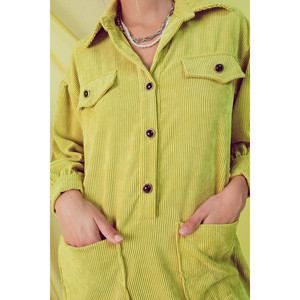 Mini abito chemisier in corduroy color lime - Product Image 1