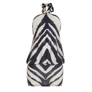 Viviblook J26DS100 Robes d'été pour femmes Nouvelle robe moulante mini sexy à imprimé zèbre sans manches dos nu - Product Image 4