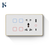 Inde Standard 4M pour Tuya Smart Glass Touch Panel Prise murale Durable 16A Alexa Google Assistant Smart Life APP Contrôles