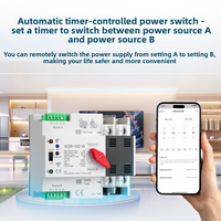 Commutateur de transfert automatique intelligent WiFi Tuya à double alimentation 2 pôles ATS pour générateur solaire, montage sur rail DIN, contrôle à distance par application