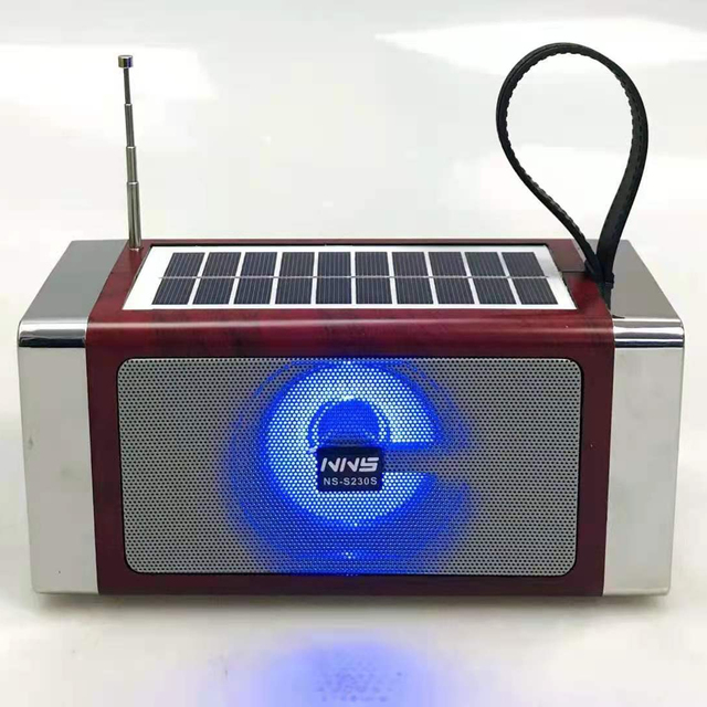 AM/FM/SW 3 Band Solar Radio with for Speaker USB TF Card Player 1200mAh Rechargeable Battery & Flashlight
