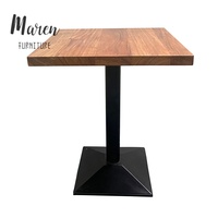 Table carrée en bois pour restaurant et café, usage commercial, plateau en noyer, base en métal