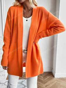 Herbst Und Winter Mode Lassige Einfarbige Damen Loose Mid-Long Pullover - Product Image 5