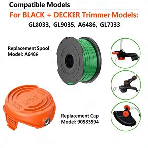 Cabezal de Repuesto para Desbrozadora A6486, Bobina de Hilo de Nylon Redondo de 2.0mm, Verde, 20FT/6.1M, Compatible con BLACK DECKER GL9035-QS GL8033-QS STC5433 - Product Image 4