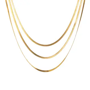 2023 Hiphop Style Jewelry Jewelers Wholesale Stainless Steel Jewelry 18K Gold Plated Triple Snake Bone Chain Necklace For Women