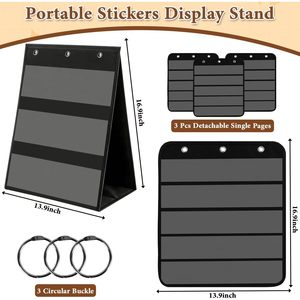 Tabletop Pocket Chart 14x17 Inch 3 Page Flip Design 8 Sides <b>Foldable</b> Portable Sticker Display Stand Oxford Fabric Teaching - Product Image 2