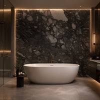 Dalle de marbre gris Armani, fond foncé avec des veines grises fragmentées, pierre naturelle pour revêtement mural, sol et plan de travail