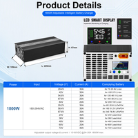 Chargeur de batterie intelligent réglable 1800W 40-60V avec écran LCD pour batteries au plomb-acide, Li-ion, LifePO4 et MCU 36V 48V 30A