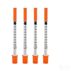 Estuche <span class=keywords><strong>de</strong></span> 1 ml con <span class=keywords><strong>100</strong></span> <span class=keywords><strong>Unidades</strong></span> <span class=keywords><strong>de</strong></span> Jeringas <span class=keywords><strong>de</strong></span> <span class=keywords><strong>Insulina</strong></span> <span class=keywords><strong>de</strong></span> Seguridad <span class=keywords><strong>de</strong></span> Grado Médico, Envueltas Individualmente, Paquete <span class=keywords><strong>de</strong></span> <span class=keywords><strong>100</strong></span>, Uso Veterinario, 29 g, 12,7 mm - Product Image 1