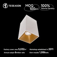 Cadre de downlight carré TN73AS1-M monté en surface-Corps en aluminium et tasse intérieure en PC 80*80mm Taille de couverture 135mm Hauteur du cadre