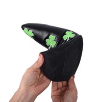 Housse de tête de putter de golf en PU léger et durable, blanche/noire, avec fermeture auto-agrippante et logo personnalisé, portable pour hommes et femmes