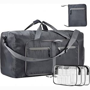 BSCI Large Capacity Portable Polyester PU Duffel <b>Bag</b> Foldable <b>Overnight</b> Tote Zipper Closure <b>Lady</b> Gym Fitness Character - Product Image 1