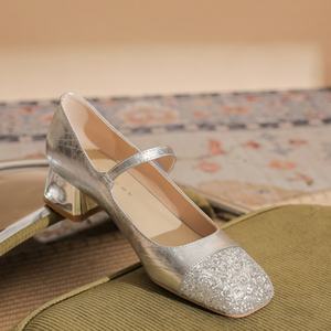 Zapatos de Novia Hechos a Mano con Diseño de Pedrería, Tacones Altos y Gruesos con Cordones, para Mujer, Formales y a la Moda, Venta al Por Mayor Directo de Fábrica - Product Image 4