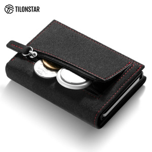 TILONSTAR TVC302a Porte-cartes de crédit en cuir suédé personnalisable Porte-cartes à trois volets en aluminium Portefeuille - Product Image 4