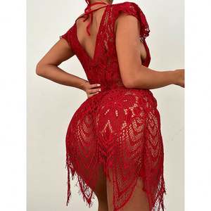 SFY1493 Al por mayor Bata larga de encaje para mujer, sexy ropa de dormir de malla, lencería de verano para playa, batas sexys para mujer - Product Image 5