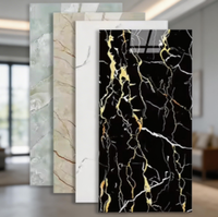 Plaque murale en PVC marbré personnalisée, haute brillance, résistante aux rayures, ignifuge et anti-UV pour la décoration intérieure des salles de bain