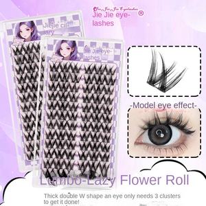 Pestañas Postizas Jiejie Hechas a Mano, Grandes, Gruesas, de Fibra Mate Negra, Multi Capacidad, 12 Filas, para Fiesta - Product Image 3
