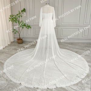 صور حقيقية عالية الجودة قطعتين بدلة يزين الدانتيل رداء الزفاف للعروس مثير الشيفون الزفاف ثوب الاستحمام ليلة <span class=keywords><strong>Gwon</strong></span> - Product Image 2