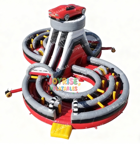 Parcours d'obstacles géant sur le thème des circuits de <span class=keywords><strong>course</strong></span>, parcours de <span class=keywords><strong>course</strong></span> automobile gonflable en PVC pour enfants, toboggan et château gonflable JOYRISE - Product Image 1