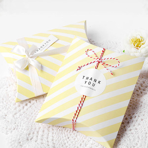 Exquisite Embossed Color Folding <strong>Small</strong> Gift Packaging Recyclable Paper Box Wedding Chocolate Candy Personalized Striped <strong>Pillow</strong> - Product Image 5
