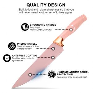 Cute Cartoon Seat Stand Color Kitchen <b>Knife</b> <b>Set</b> <b>Sharp</b> Japanese Stainless Steel Non-stick Coating Blade Fruits Vegetable <b>Knives</b> - Product Image 2