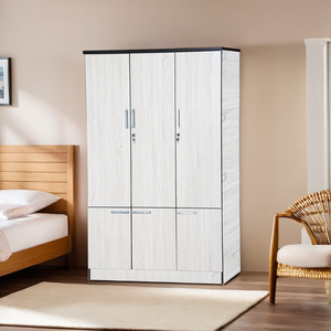 El más vendido, almacenamiento espacioso, ligero, duradero, Blanco/roble oscuro, colgador de estante de armario de madera contrachapada para dormitorio, diseño de muebles para el hogar - Product Image 3